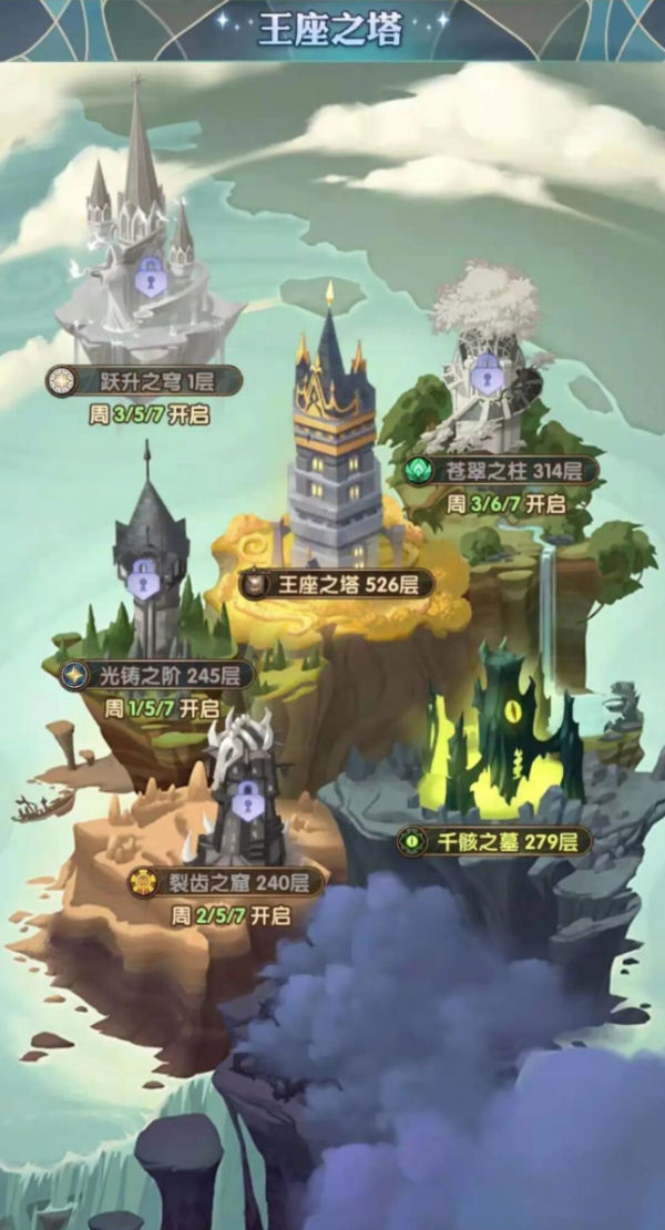 下图同时解包有半神塔和恶魔塔的背景图王座之塔新增半神塔"跃升之穹"