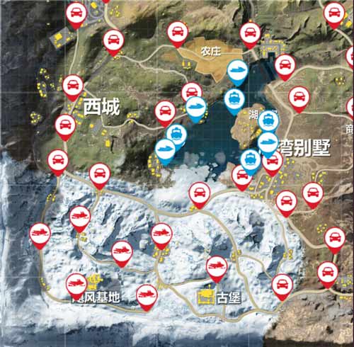 荒野行动新地图刷车点