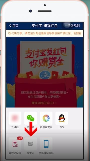 支付宝APP设置搜索码的操作过程